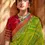 Thumbnail: Lehriya Design Parrot Green Color Brasso Silk Saree and Blouse