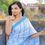 Thumbnail: Light Grey Silk Party Wear Leriya Saree With Fancy Border and Work Blous