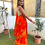 Thumbnail: Orange Dhara Fancy Banarasi Silk Baatik Bandhani Saree