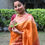Thumbnail: Orange Organza Silk Weaving Butti Saree