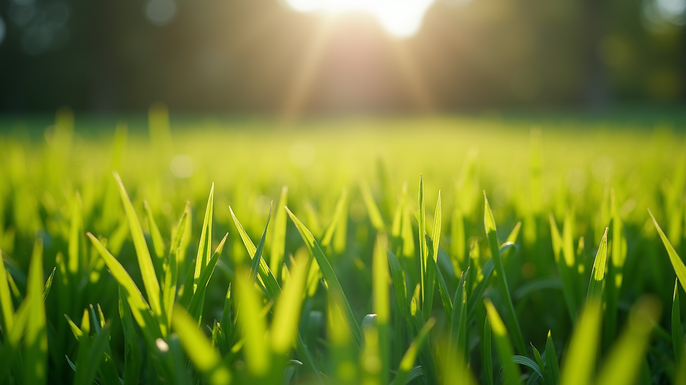 Close-up view of freshly cut grass with clean edges