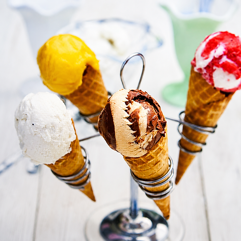 Indulgent Italian gelato and sorbet dessert at Java & Jazz restaurant.