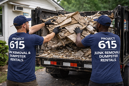 Professional junk removal service in Franklin, TN removing construction debris and household junk