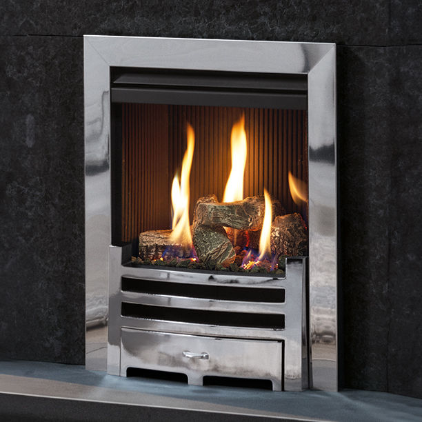 Logic HE Arts Log Effect Gas Fire - Chrome