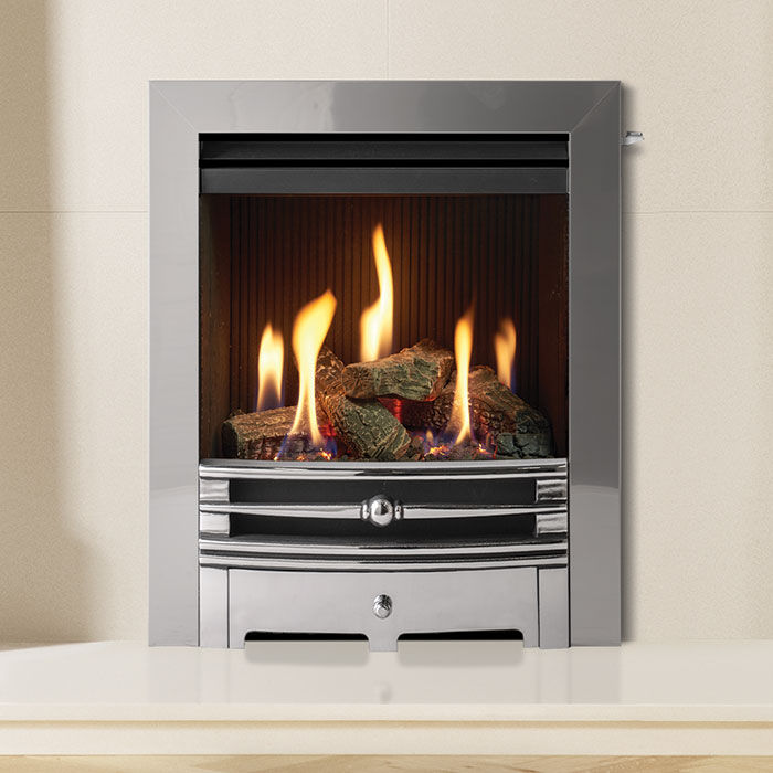 Logic HE Chartwell Log Effect Gas Fire -Chrome