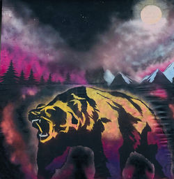 Grizzly, 4ft x8ft, spray paint, 2019