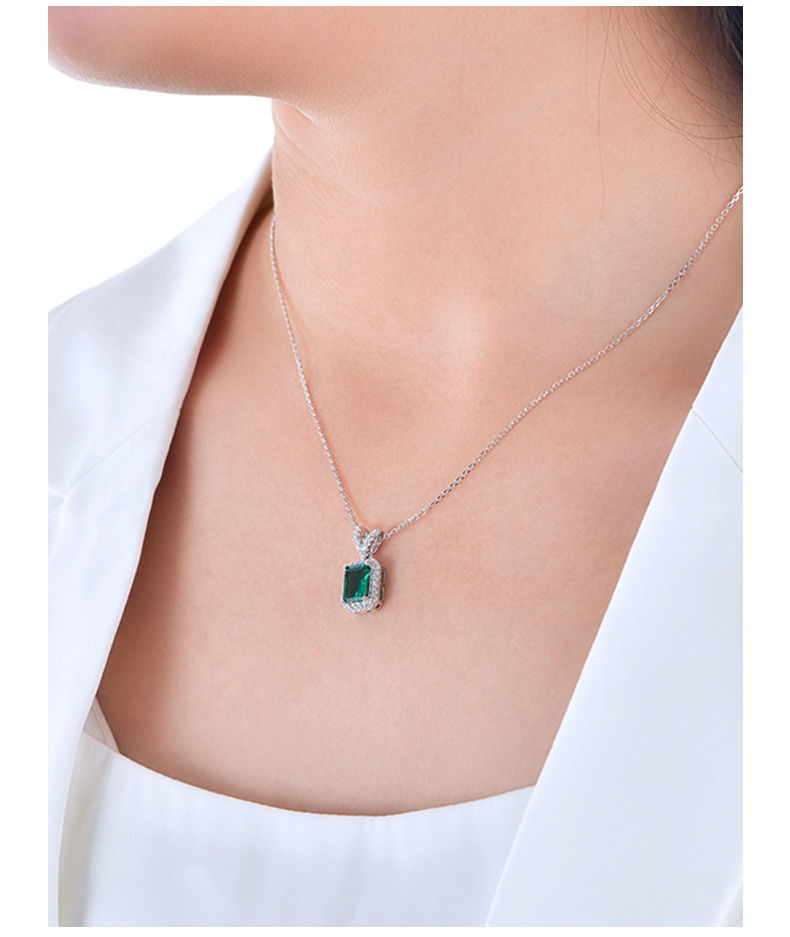 Thumbnail: Jewellery Pendant Emerald Necklace Female Rectangle Green Wedding Engagement