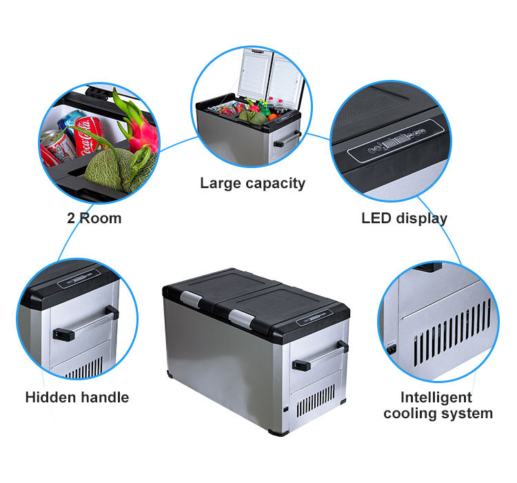 Thumbnail: 12V 24V Dual Zone Car Refrigerator Freezer for Camping Outdoor