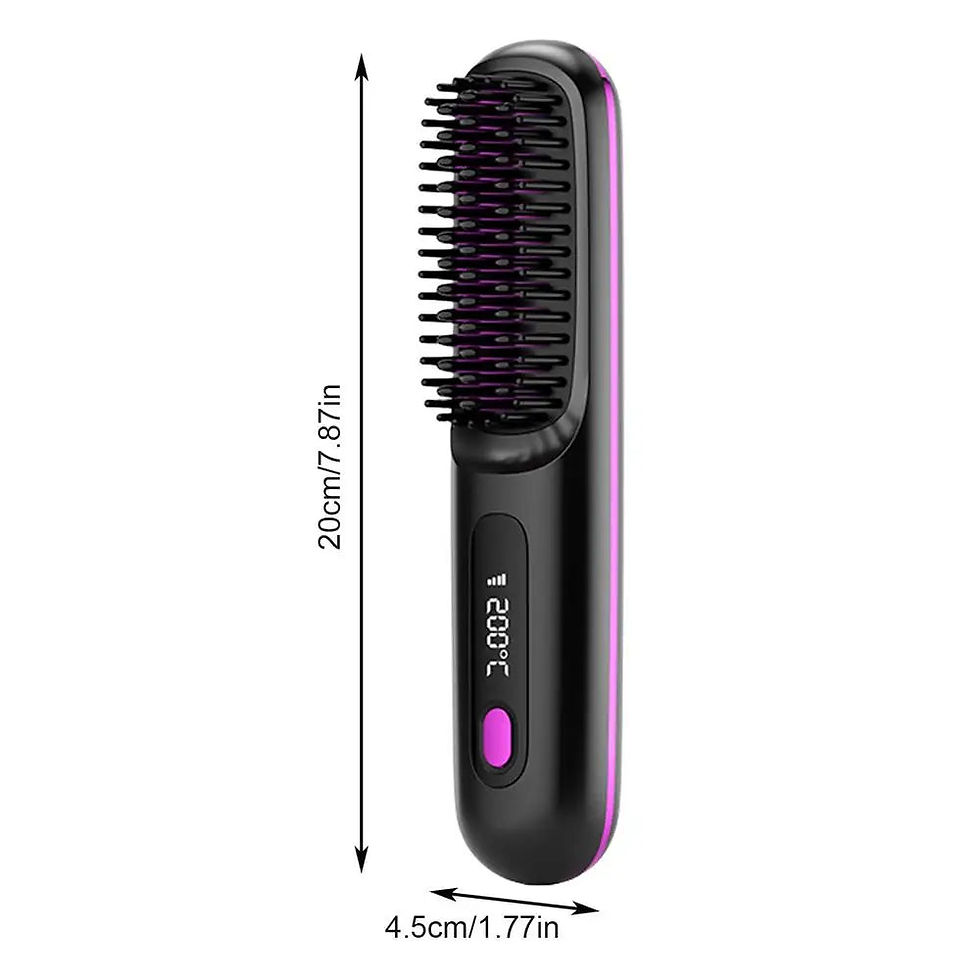 Thumbnail: Hair Straightener Brush Electric Hot Comb With 3 Heating Settings USB