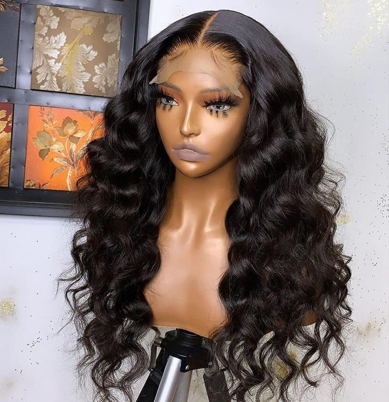 Thumbnail: 180% Density Full 4x4 Transparent Lace Front Loose Wave Human Hair Wig