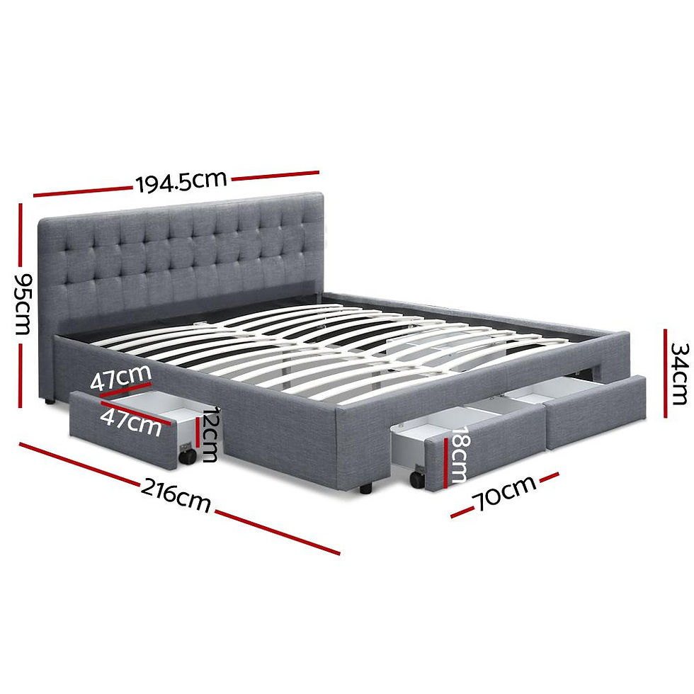 Artiss Bed Frame King Size with 4 Drawers Grey AVIO