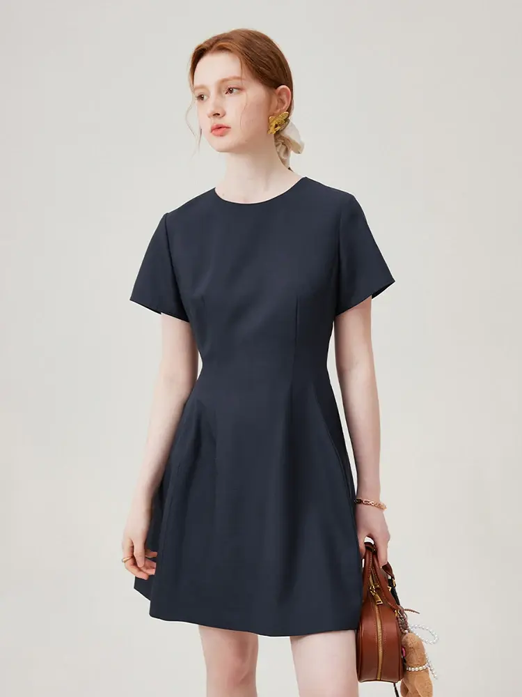 Thumbnail: FSLE Summer Casual Versatile Short-Sleeved Dress 2024 Summer New Black White