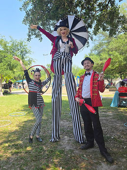 circus juggler stilt walker hoop