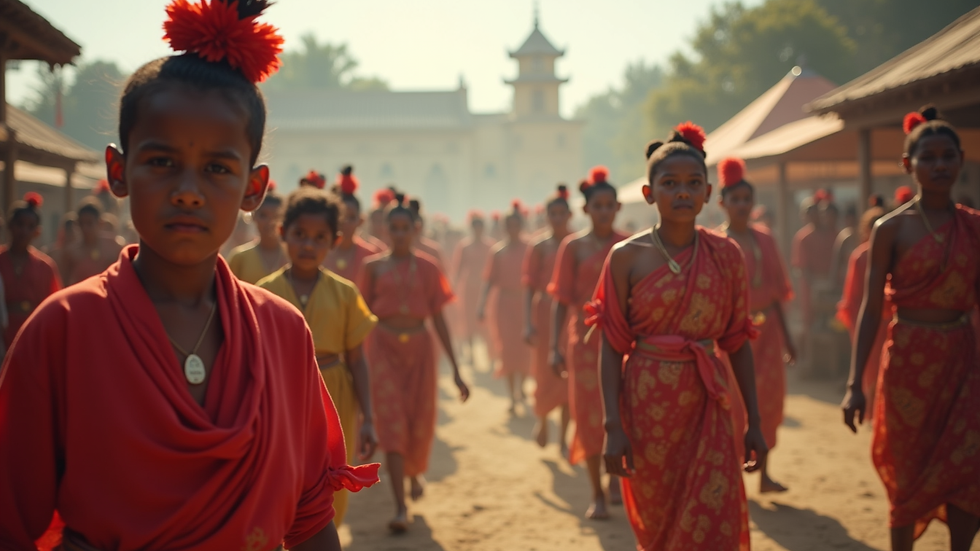 Eye-level view of a traditional festival showcasing cultural heritage