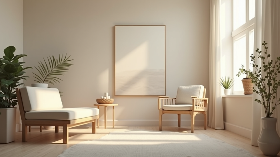 Eye-level view of a serene therapy room with calming decor