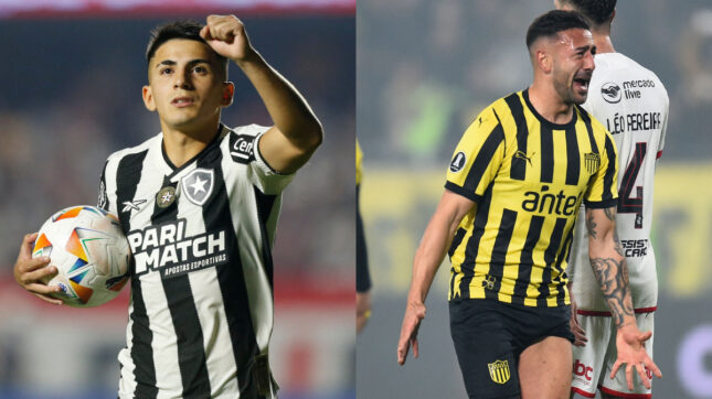 Botafogo e Peñarol se enfrentam pelas semifinais da Libertadores (foto: MIGUEL SCHINCARIOL e DANTE FERNANDEZ/AFP)