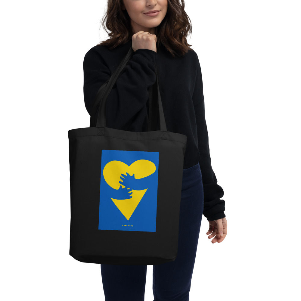 I stand with Ukraine - Organic cotton tote black bag