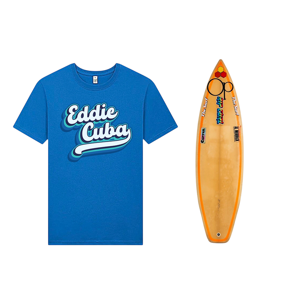 THE EDDIE CUBA UNISEX BRIGHT BLUE T-SHIRT WITH AUDIO BOOK