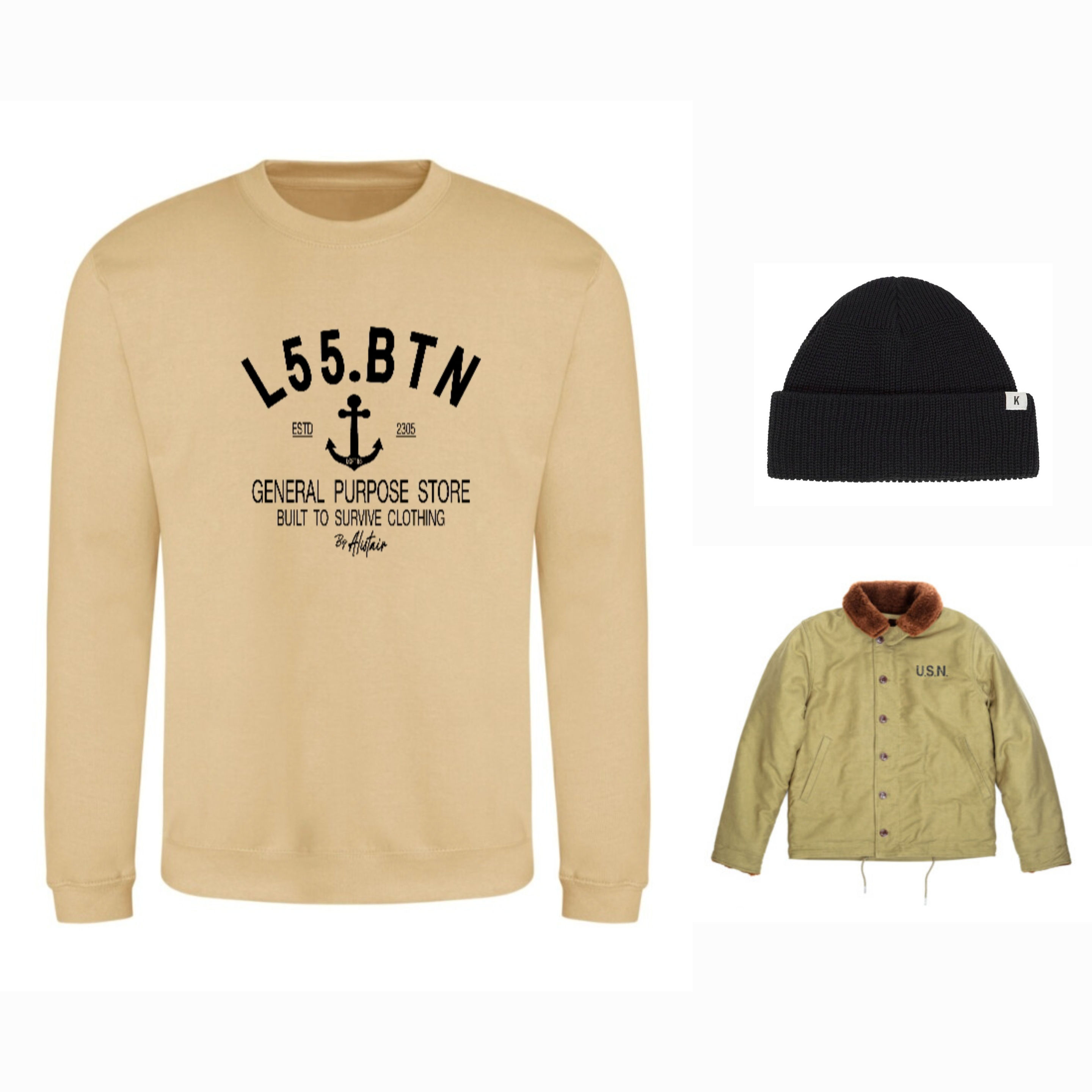 THE LOFT55 L55.BTN STAMP DESERT SAND UNISEX SWEATSHIRT 