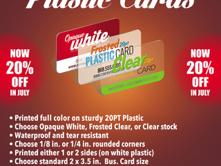 20 Percent Off Plastic Cards in July