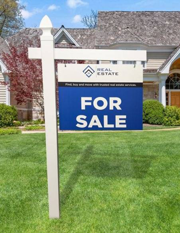 Real Estate Sign Post Kits - White Vinyl Post and Printed Sign