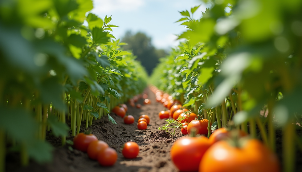 A vibrant vegetable garden showcasing fresh produce.