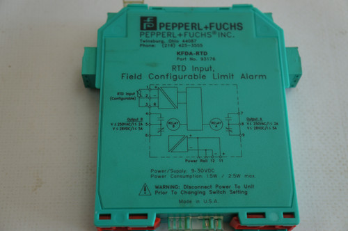 Pepperl+Fuchs KFDA-RTD 93176 - RTD Input Field Configurable Limit Alarm ...