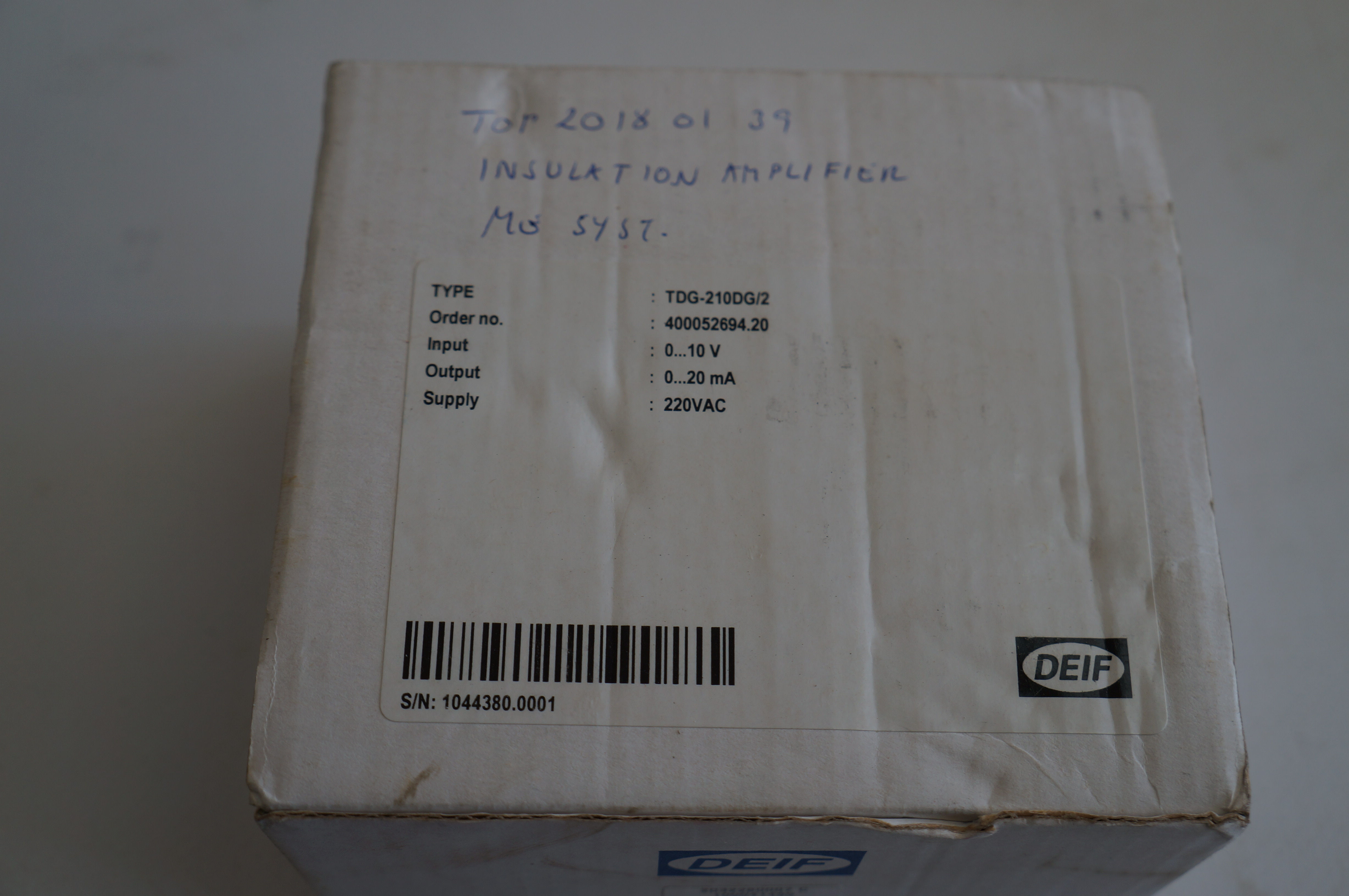 DEIF TDG-210DG/2 INSULATION AMPLIFIER 400052694.20