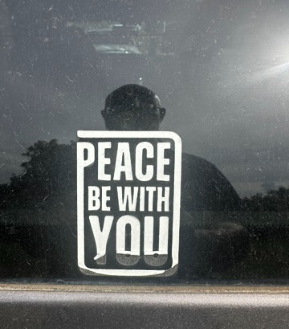 A bumper sticker on one of the counselors' cars