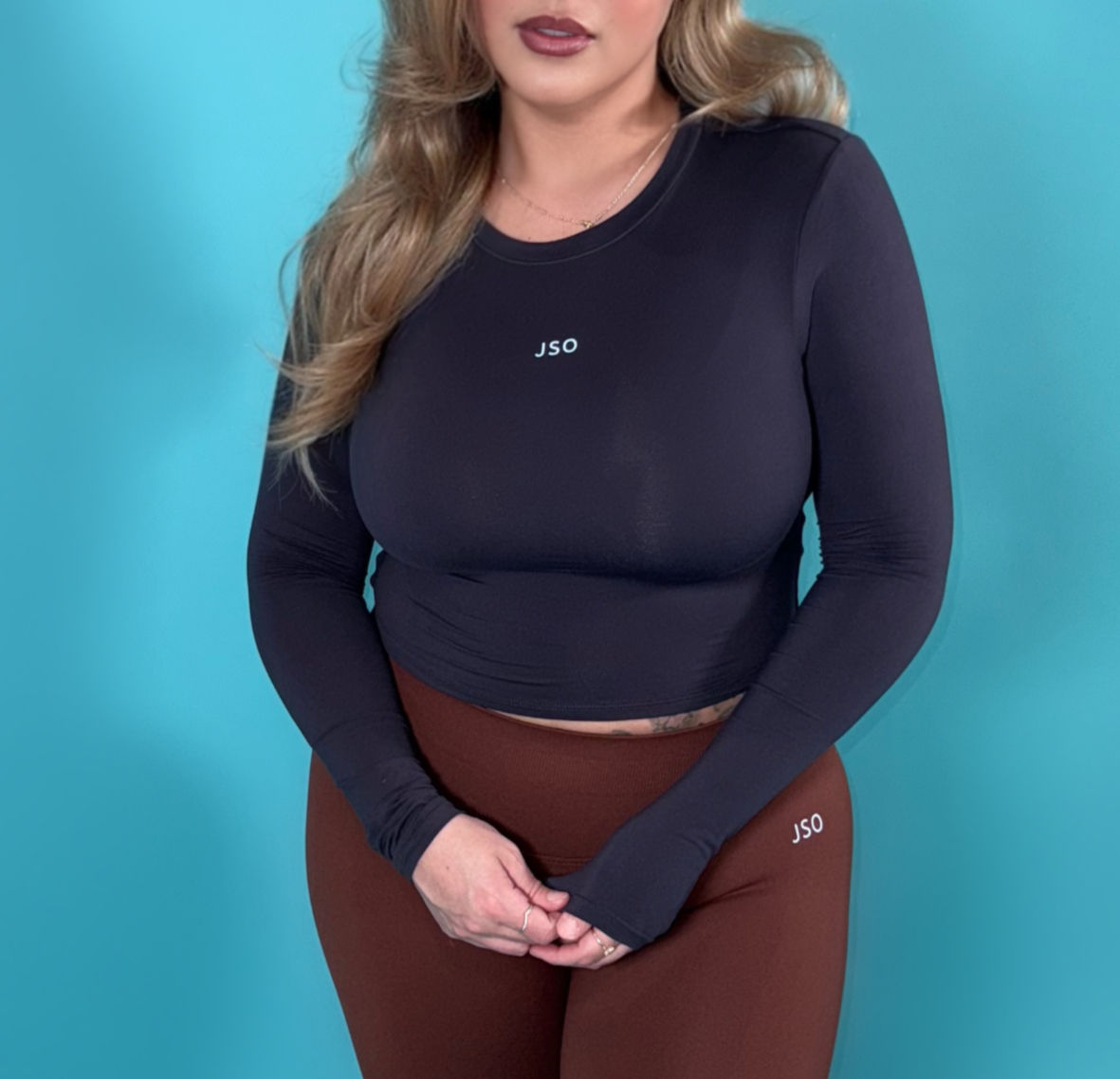 Navy Aura Long Sleeve Baby Tee 