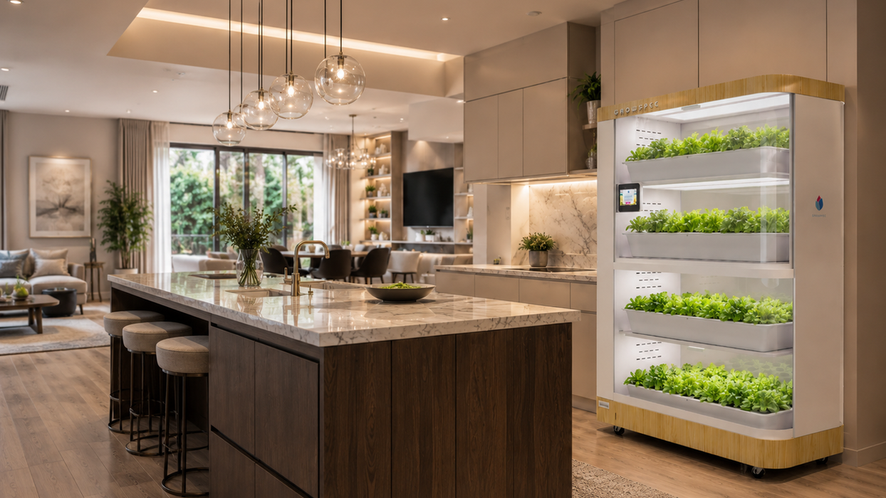 FarmCube Nano indoor growing display for fresh herbs in modern kitchen spaces