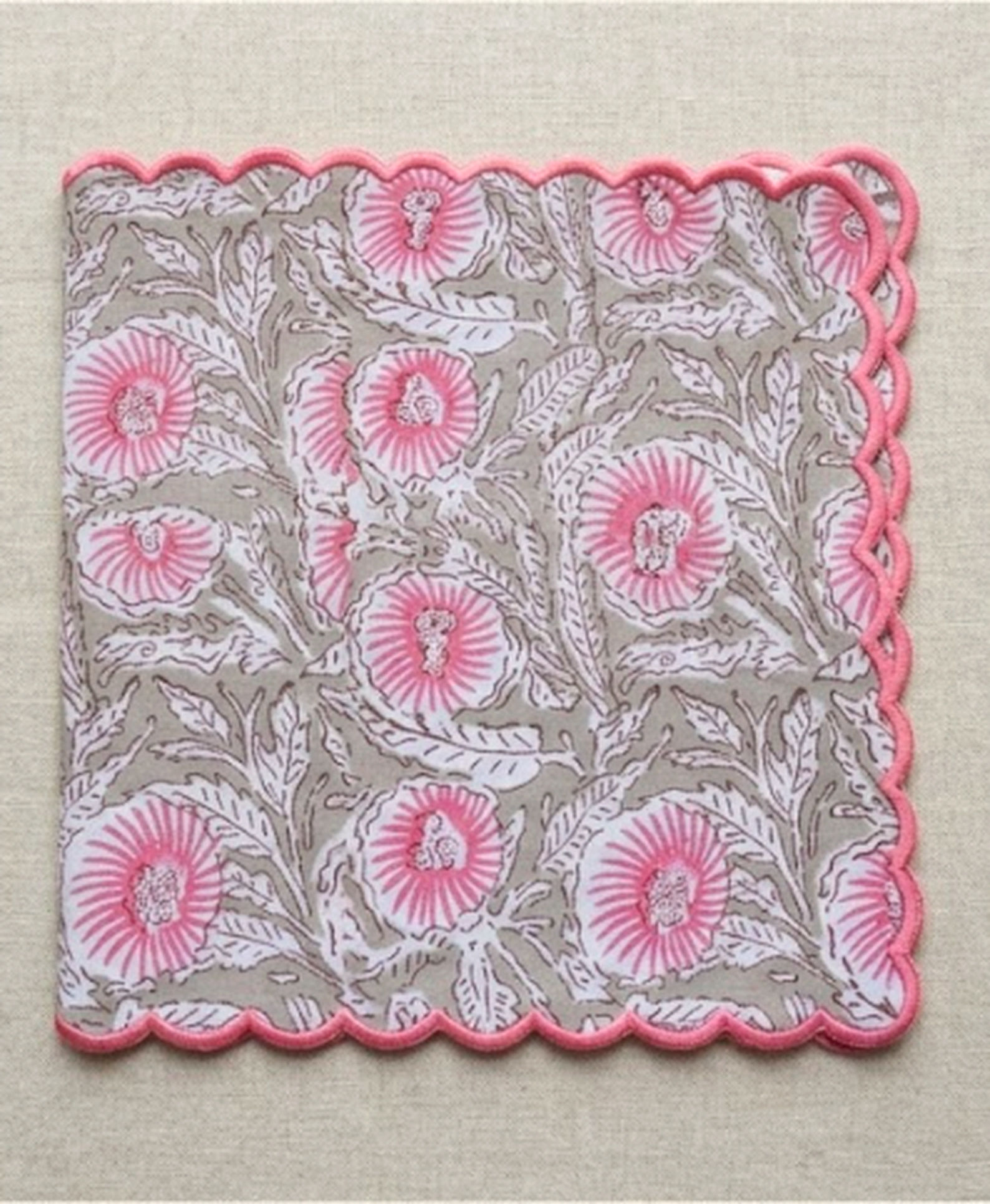 PINK GULMOHAR SCALLOPED NAPKINS - SET OF 4