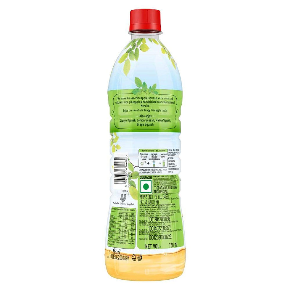Kissan Squash Pineapple 750ml