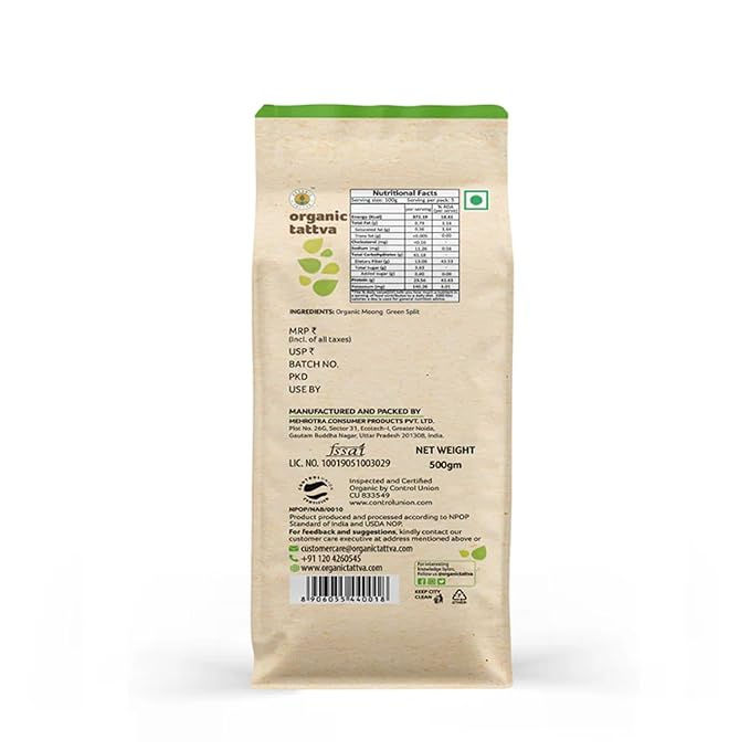 Organic Tattva Moong Dal Chilka 500g