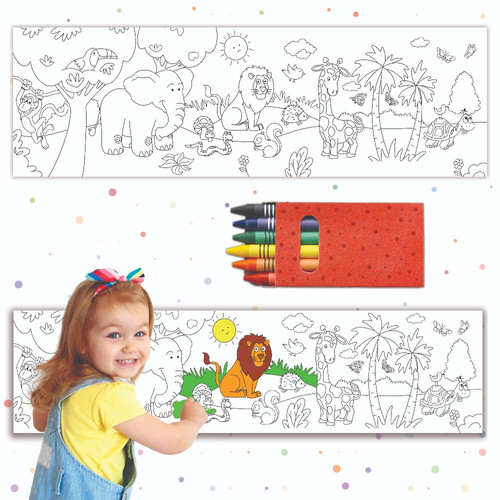 In The Jungle Colouring Rolls & Stickers Game for Kids