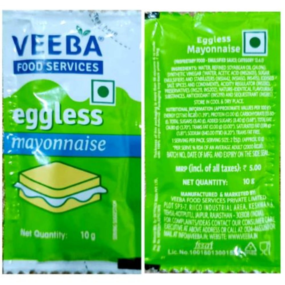 Veeba Eggless Mayonnaise Sachet (Pack of 100)