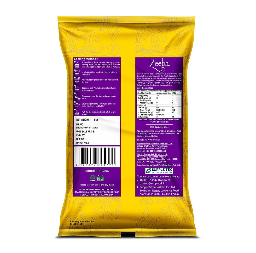 Zeeba Premium Biryani Basmati Rice 5Kg