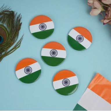Picfest Indian Flag Round Badge (Pack of 5)