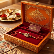 Golden Peacock Rakhi (White Pearl)