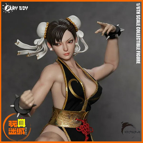 PLAY TOY 1/6 格闘の女神春麗2.0 P023A ヘッドのみ PLAY TOY 1/6 格闘の女神春麗2.0 P023A 可動 フィギュア 黒 PLAY