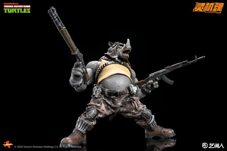 Thumbnail: 靈機魂 LINGJIHUN 忍者龜系列 LJ004A 羅斯泰迪 Rocksteady 牛頭 1/12  可動