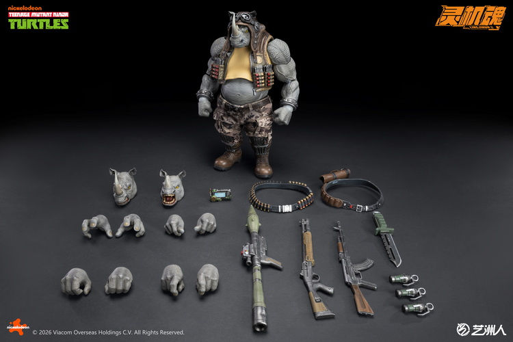Thumbnail: 靈機魂 LINGJIHUN 忍者龜系列 LJ004A 羅斯泰迪 Rocksteady 牛頭 1/12  可動