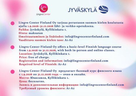 ILMAINEN SUOMEN KIELEN KURSSI JYVÄSKYLÄSSÄ