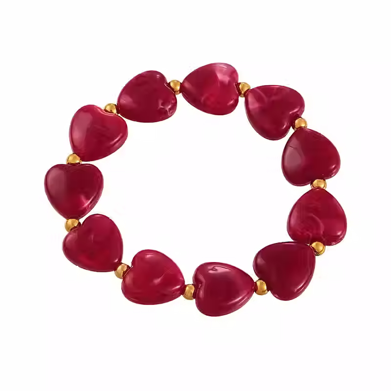 Thumbnail: Vintage Multicolour Heart Bead Bracelet