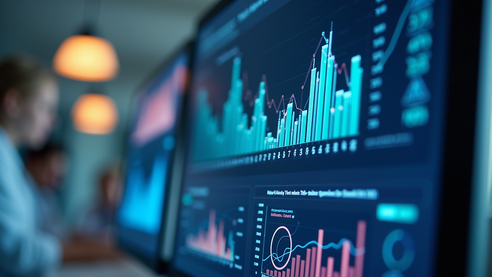 Close-up of a computer screen showing healthcare analytics charts
