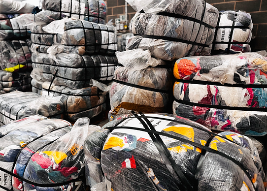 Bales of vintage clothing
