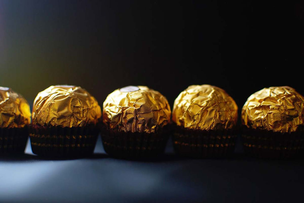 chocolates wrapping with foil paper