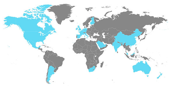 Michael Package has supplied paper cushion pads to countries marked in blue on the map.
