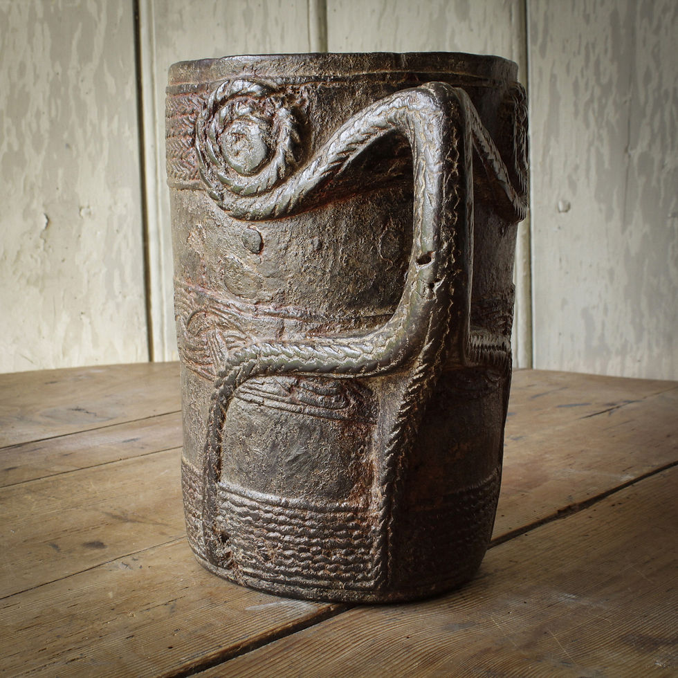 Thumbnail: Carved wood nepalese milk jug 19th century