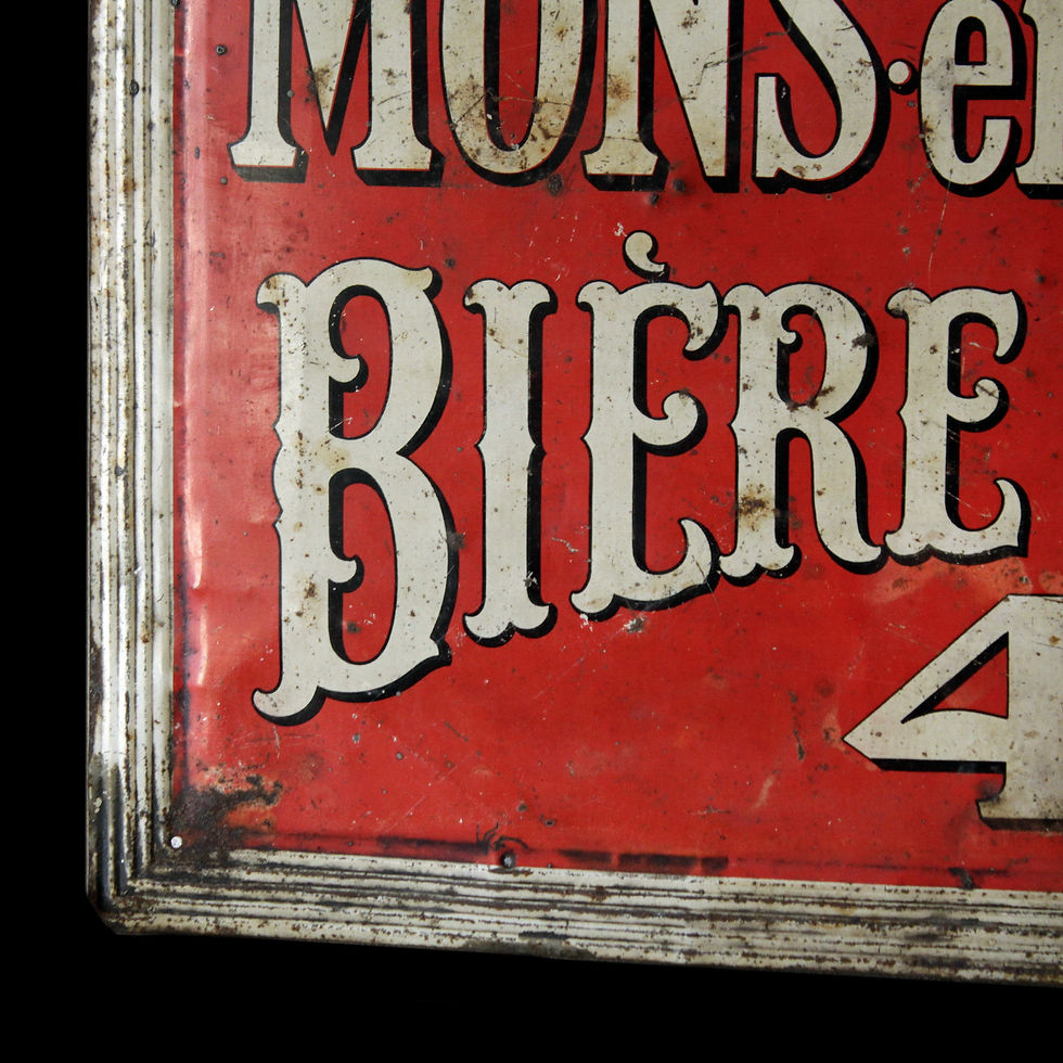 Thumbnail: A rare French tole tin beer avertising sign c1900